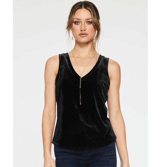 Another Love Tops - Another Love Acacia Velvet V-Neck Tank Top Black NWT Women’s Med